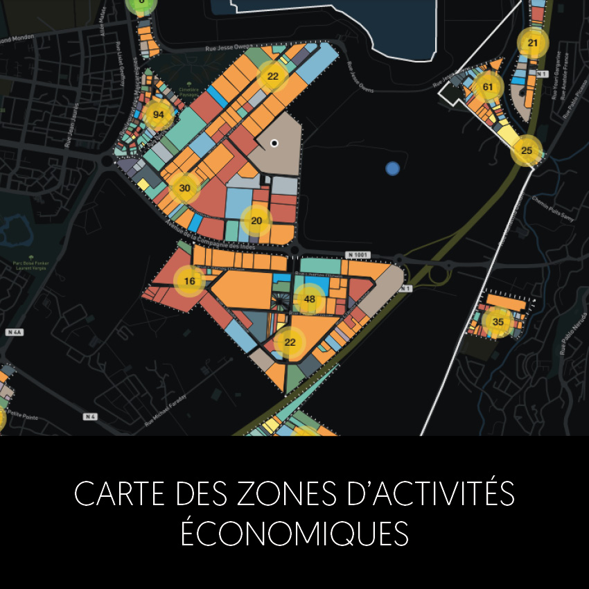 carte des zones d’activités économiques de La Réunion